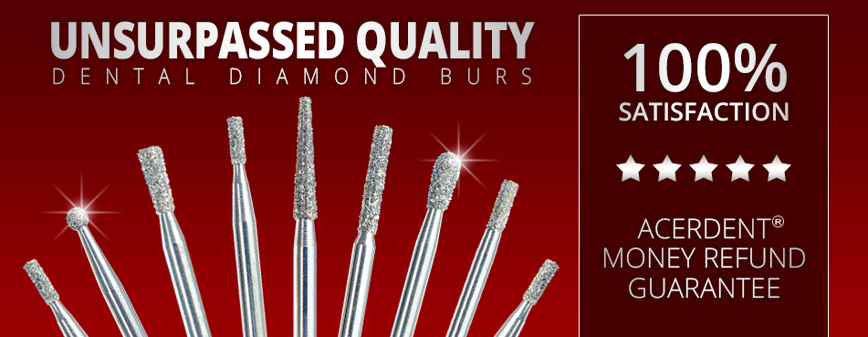 Selection of high quality diamond dental burs