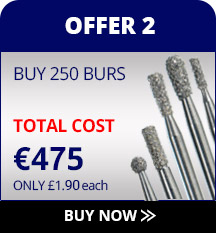 Dental burs special offer, buy 200 burs get 250 free