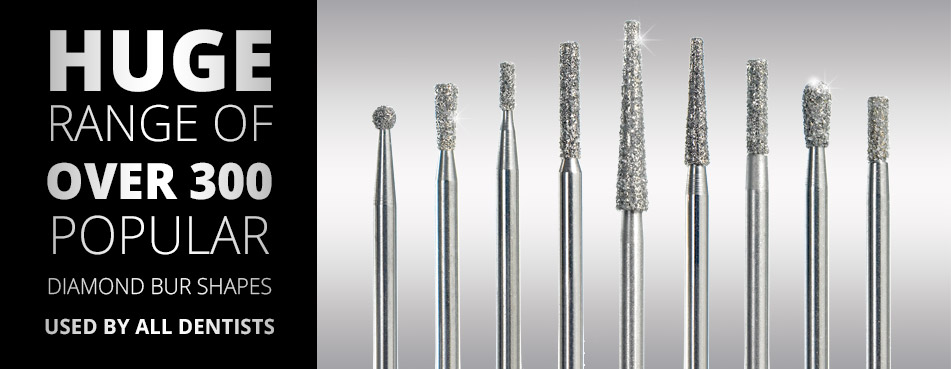 Range of over 300 diamond burs, used by dentists